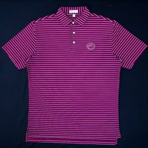 Peter Millar Magenta & White Striped Polo Men's Size M